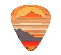 Guitar plectrums 12-pack Comfortable in the hand with smooth edges Three thicknesses to match Tree hills and rivers Picture