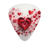 Guitar plectrums 12-pack Comfortable in the hand with smooth edges Three thicknesses to match Valentine's Day Red Heart Flower Picture