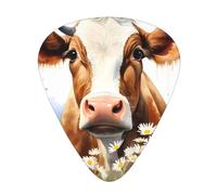Guitar plectrums 12-pack Comfortable in the hand with smooth edges Three thicknesses to match Watercolor Cow And Daisy Prints