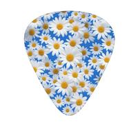 Guitar plectrums 12-pack Comfortable in the hand with smooth edges Three thicknesses to match White Blue Daisy Picture