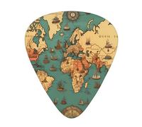 Guitar plectrums 12-pack Comfortable in the hand with smooth edges Three thicknesses to match World Map Retro Picture