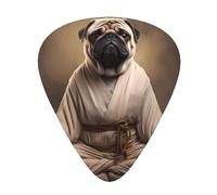 Guitar plectrums 12-pack Comfortable in the hand with smooth edges Three thicknesses to match Yoga pug Picture