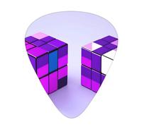 Guitar plectrums 12-piece set Comfortable in the hand with smooth edges Three thicknesses to match Abstract Color Cubes Purple Pattern