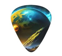 Guitar plectrums 12-piece set Comfortable in the hand with smooth edges Three thicknesses to match Alien Planet Pattern