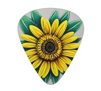Guitar plectrums 12-piece set Comfortable in the hand with smooth edges Three thicknesses to match Artistic Daisy Floral Pattern