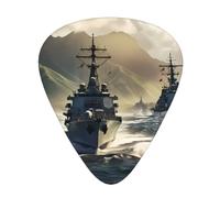 Guitar plectrums 12-piece set Comfortable in the hand with smooth edges Three thicknesses to match American warships pass through Hawaii Pattern