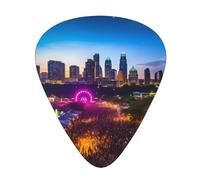 Guitar plectrums 12-piece set Comfortable in the hand with smooth edges Three thicknesses to match Austin, Texas Music Festival Pattern
