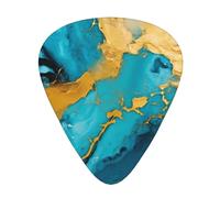 Guitar plectrums 12-piece set Comfortable in the hand with smooth edges Three thicknesses to match Azurite Teal and Foil Gold Oil Marble Pattern Pattern