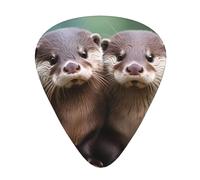 Guitar plectrums 12-piece set Comfortable in the hand with smooth edges Three thicknesses to match Animal Cute Brown Otters Pattern
