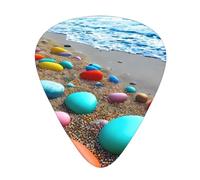 Guitar plectrums 12-piece set Comfortable in the hand with smooth edges Three thicknesses to match Beach Colored Pebbles Pattern