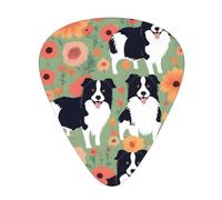 Guitar plectrums 12-piece set Comfortable in the hand with smooth edges Three thicknesses to match Border Collie Florals Picture