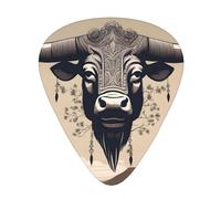 Guitar plectrums 12-piece set Comfortable in the hand with smooth edges Three thicknesses to match Bull Totem Pattern