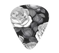 Guitar plectrums 12-piece set Comfortable in the hand with smooth edges Three thicknesses to match Black White Teal Gray Rose Flowers Pattern