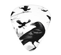 Guitar plectrums 12-piece set Comfortable in the hand with smooth edges Three thicknesses to match Black Crow Birds Picture