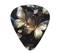 Guitar plectrums 12-piece set Comfortable in the hand with smooth edges Three thicknesses to match Beautiful golden white butterfly Picture