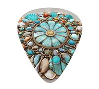 Guitar plectrums 12-piece set Comfortable in the hand with smooth edges Three thicknesses to match Beach Shell Sea Collection Vintage Boho Pattern