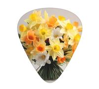 Guitar plectrums 12-piece set Comfortable in the hand with smooth edges Three thicknesses to match Bouquet of Daffodils Pattern