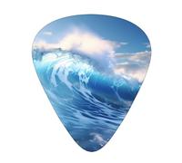Guitar plectrums 12-piece set Comfortable in the hand with smooth edges Three thicknesses to match Blue Ocean Waves Picture