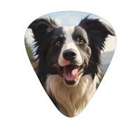 Guitar plectrums 12-piece set Comfortable in the hand with smooth edges Three thicknesses to match Border Collie Prints
