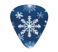 Guitar plectrums 12-piece set Comfortable in the hand with smooth edges Three thicknesses to match Blue christmas snowflake Prints