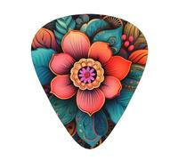 Guitar plectrums 12-piece set Comfortable in the hand with smooth edges Three thicknesses to match Bohemian Flower Pattern