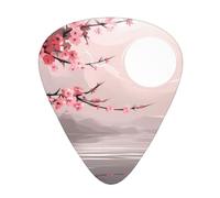 Guitar plectrums 12-piece set Comfortable in the hand with smooth edges Three thicknesses to match Bamboo and Cherry blossoms Tree Zen Pattern