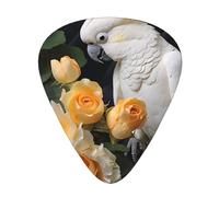 Guitar plectrums 12-piece set Comfortable in the hand with smooth edges Three thicknesses to match Beautiful Cockatoo Bird Flower Prints