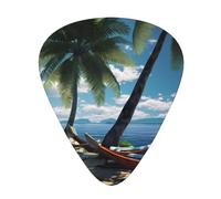 Guitar plectrums 12-piece set Comfortable in the hand with smooth edges Three thicknesses to match Beach Palm Tree Chairs Boats Prints