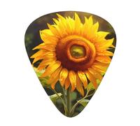 Guitar plectrums 12-piece set Comfortable in the hand with smooth edges Three thicknesses to match Beautiful sunflower Picture