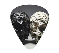 Guitar plectrums 12-piece set Comfortable in the hand with smooth edges Three thicknesses to match Black and white skulls Picture