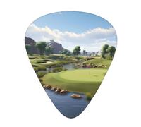 Guitar plectrums 12-piece set Comfortable in the hand with smooth edges Three thicknesses to match Beautiful Golf Course Prints