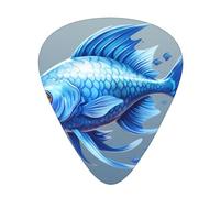 Guitar plectrums 12-piece set Comfortable in the hand with smooth edges Three thicknesses to match Blue fish Pattern