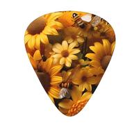 Guitar plectrums 12-piece set Comfortable in the hand with smooth edges Three thicknesses to match Bees Sunflowers Daisy Rose Prints