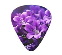 Guitar plectrums 12-piece set Comfortable in the hand with smooth edges Three thicknesses to match Blooming Purple Flowers Picture