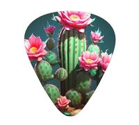 Guitar plectrums 12-piece set Comfortable in the hand with smooth edges Three thicknesses to match Blooming Cactus Prints