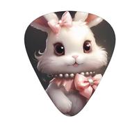 Guitar plectrums 12-piece set Comfortable in the hand with smooth edges Three thicknesses to match Cute White rabbit Pattern