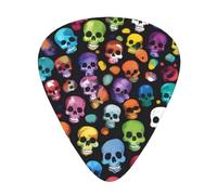 Guitar plectrums 12-piece set Comfortable in the hand with smooth edges Three thicknesses to match color skulls Prints