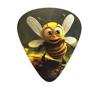 Guitar plectrums 12-piece set Comfortable in the hand with smooth edges Three thicknesses to match Cartoon Bee Pattern