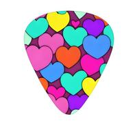 Guitar plectrums 12-piece set Comfortable in the hand with smooth edges Three thicknesses to match Colorful Heart Pattern Prints