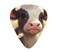 Guitar plectrums 12-piece set Comfortable in the hand with smooth edges Three thicknesses to match Cute little cow Pattern