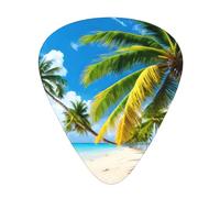 Guitar plectrums 12-piece set Comfortable in the hand with smooth edges Three thicknesses to match Coconut Palm Tree Sandy Beach Prints