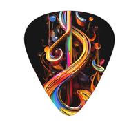 Guitar plectrums 12-piece set Comfortable in the hand with smooth edges Three thicknesses to match Colorful Musical Note Prints