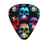 Guitar plectrums 12-piece set Comfortable in the hand with smooth edges Three thicknesses to match Colored skull Picture
