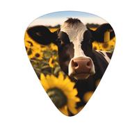 Guitar plectrums 12-piece set Comfortable in the hand with smooth edges Three thicknesses to match cow in sunflowers Pattern