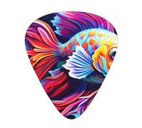Guitar plectrums 12-piece set Comfortable in the hand with smooth edges Three thicknesses to match Colorful Fish Prints