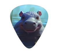 Guitar plectrums 12-piece set Comfortable in the hand with smooth edges Three thicknesses to match Cute hippo Pattern