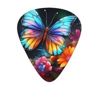 Guitar plectrums 12-piece set Comfortable in the hand with smooth edges Three thicknesses to match Colorful flowers and butterflies Pattern