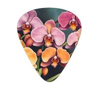 Guitar plectrums 12-piece set Comfortable in the hand with smooth edges Three thicknesses to match Colorful Orchids Pattern
