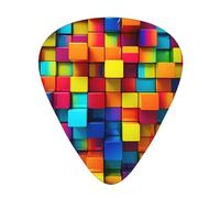 Guitar plectrums 12-piece set Comfortable in the hand with smooth edges Three thicknesses to match Colorful Squares Pattern