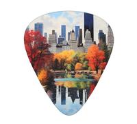 Guitar plectrums 12-piece set Comfortable in the hand with smooth edges Three thicknesses to match Central Park four seasons view Pattern